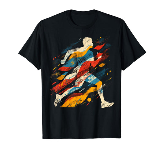 Artsy Cross country runner on Abstract Art Running T-Shirt