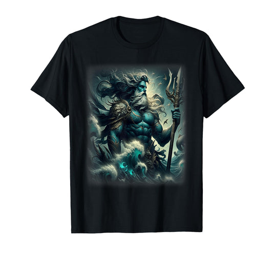 Poseidon Trident Shirt Lord of the Sea Ancient Greek God Art T-Shirt