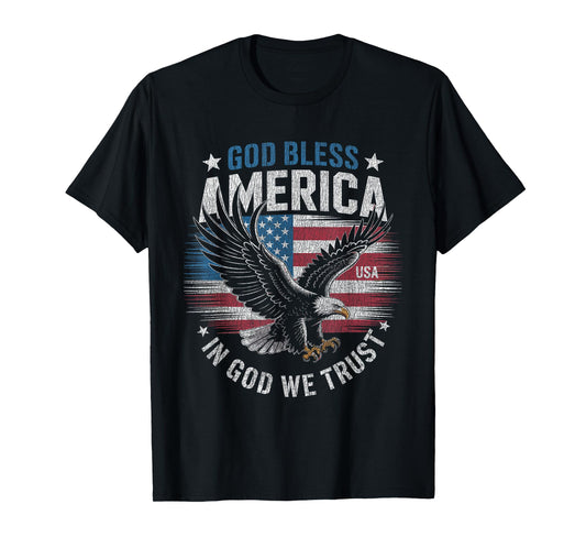 God Bless America Eagle Flag In God We Trust T-Shirt