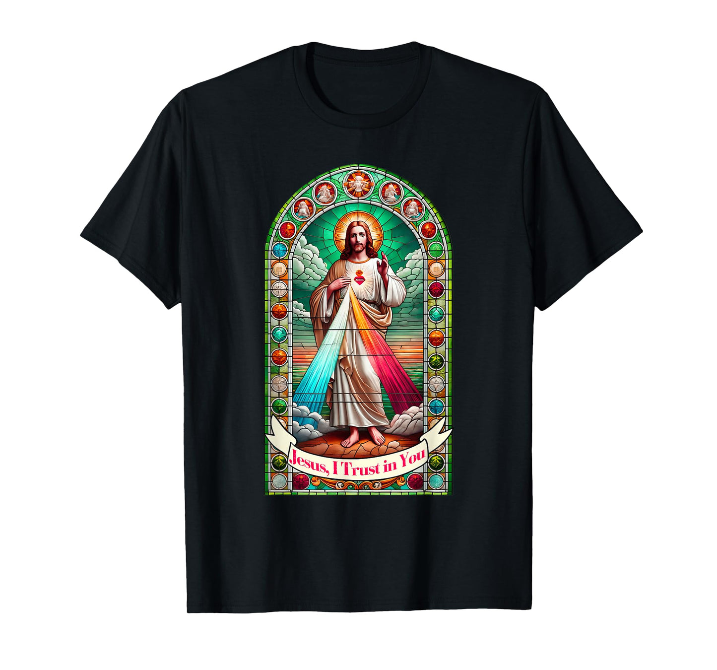 Jesus I Trust In You Faith Divine Mercy Graphic Catholic T-Shirt