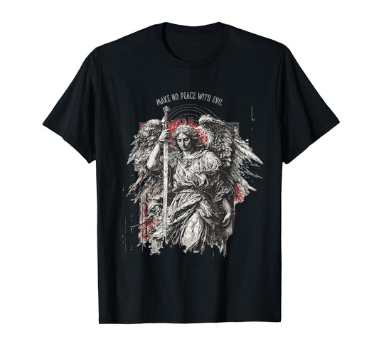 Archangel Michael Make no Peace with Evil | Gothic Christian T-Shirt