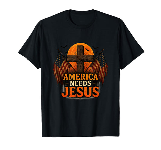 America Needs Jesus Patriotic Christians Funny Halloween T-Shirt