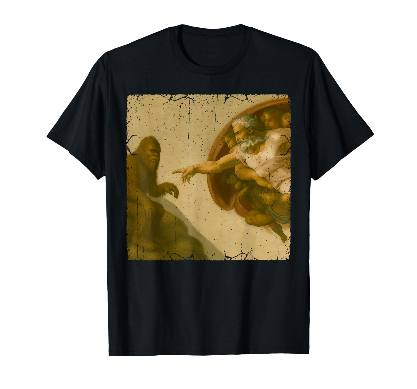 Bigfoot Sasquatch God Creation of Adam Meme Funny Memes T-Shirt