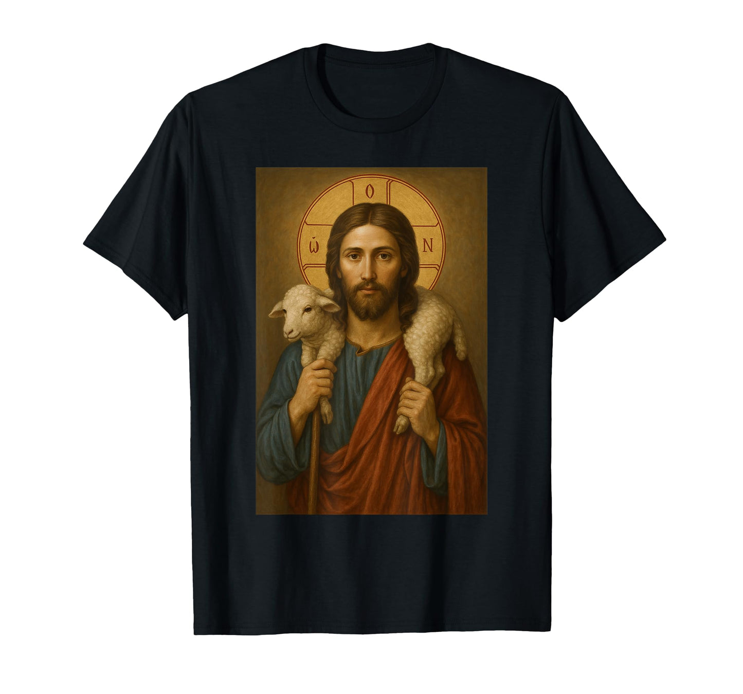 Orthodox Christ The Good Shepherd Icon - Lamb of God T-Shirt