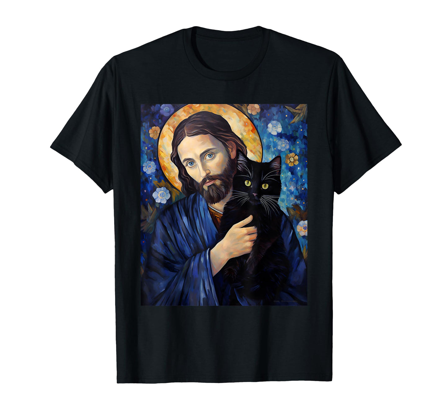 Black Cat Jesus Shirts For Men Womens Funny Christian T-Shirt