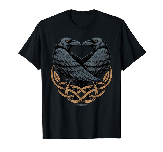 Classic Knotwork Odins Raven Valhalla Norse Viking Mythology T-Shirt