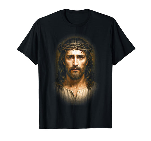 Jesus With Crown of Thorns Christian God Faith Bible T-Shirt