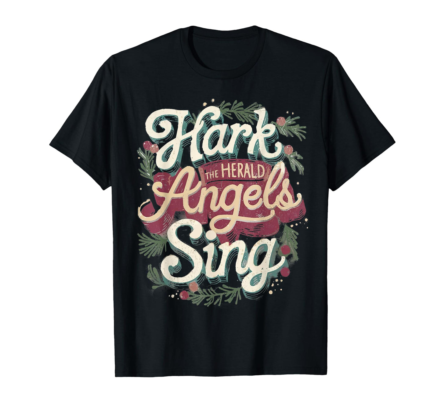 Retro Hark the Heralds Angels Sing Christian Christmas Tee T-Shirt