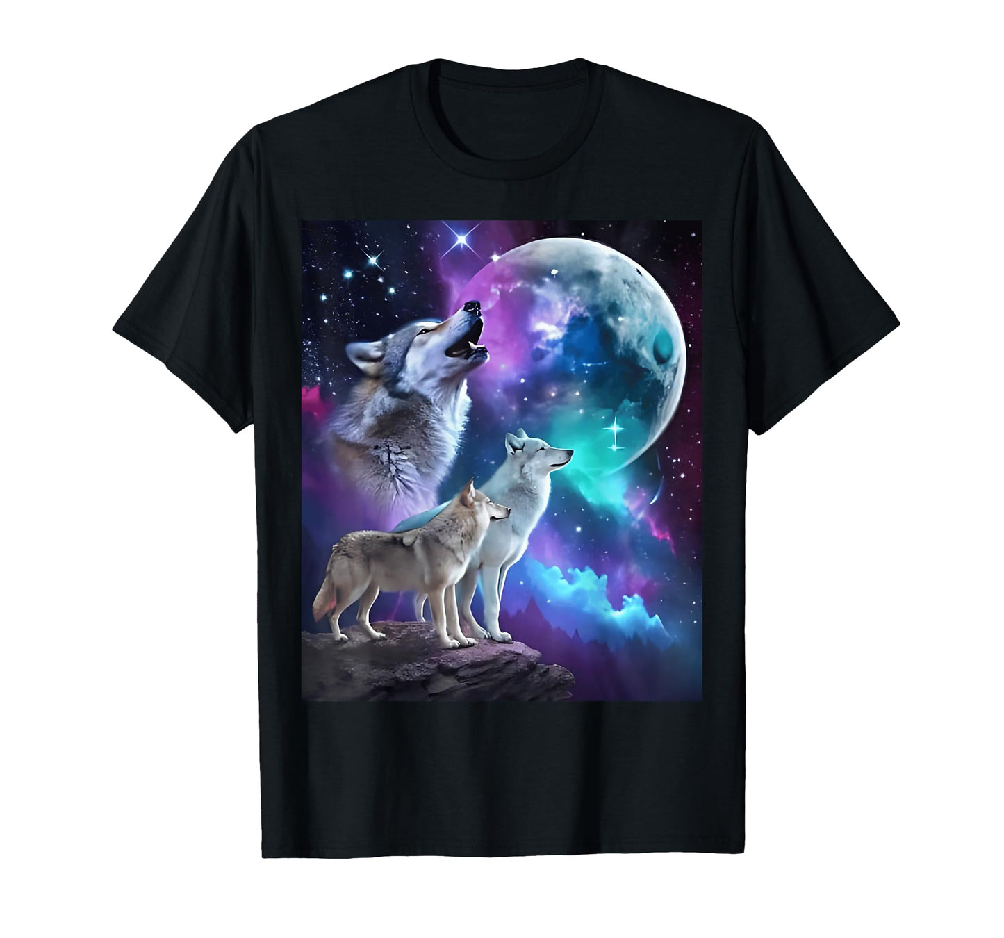 3 Wolf Moon Howling Wolf Head Funny Wolves For Men Women Fun T-Shirt