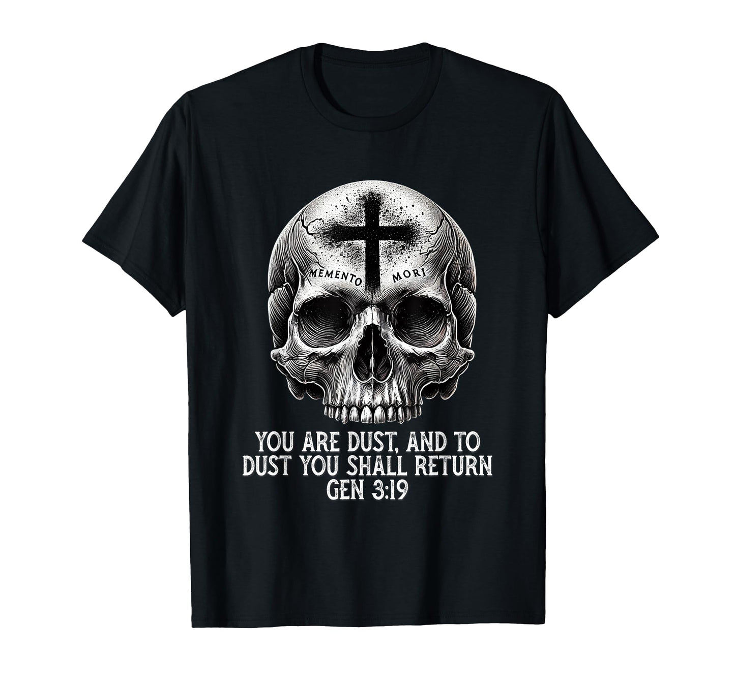 Memento Mori Catholic Crucifix Traditional Latin Mass Skull T-Shirt