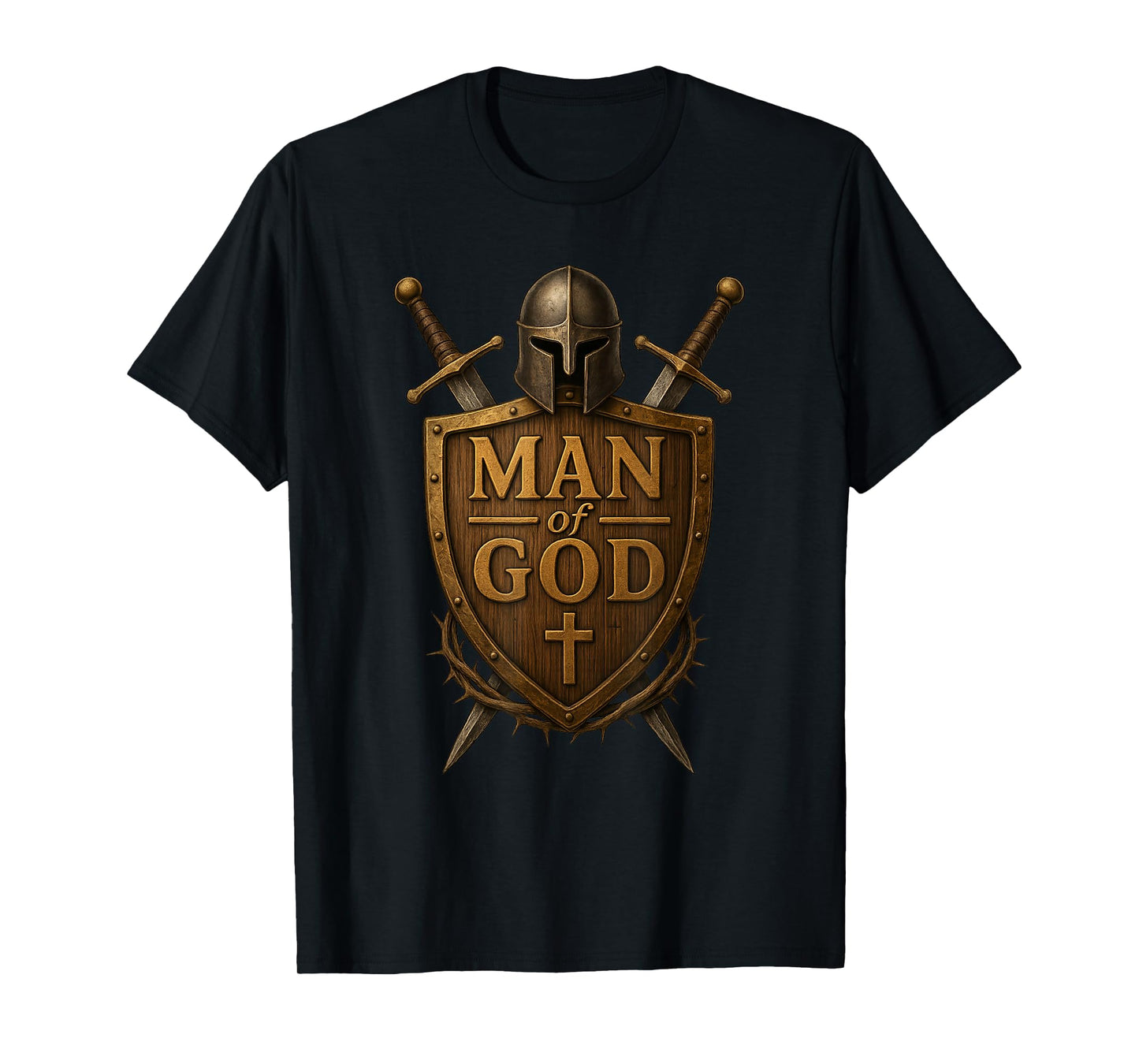Faithful Warrior Man of God Christian Men Knight Armor Dad T-Shirt