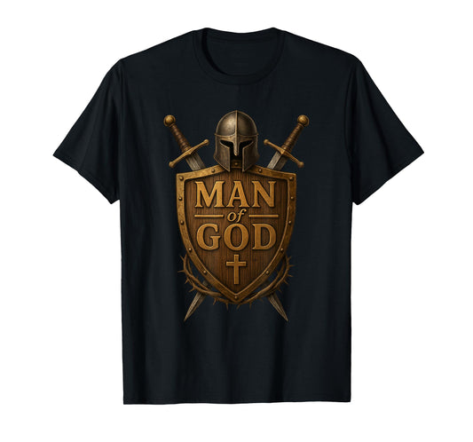 Faithful Warrior Man of God Christian Men Knight Armor Dad T-Shirt
