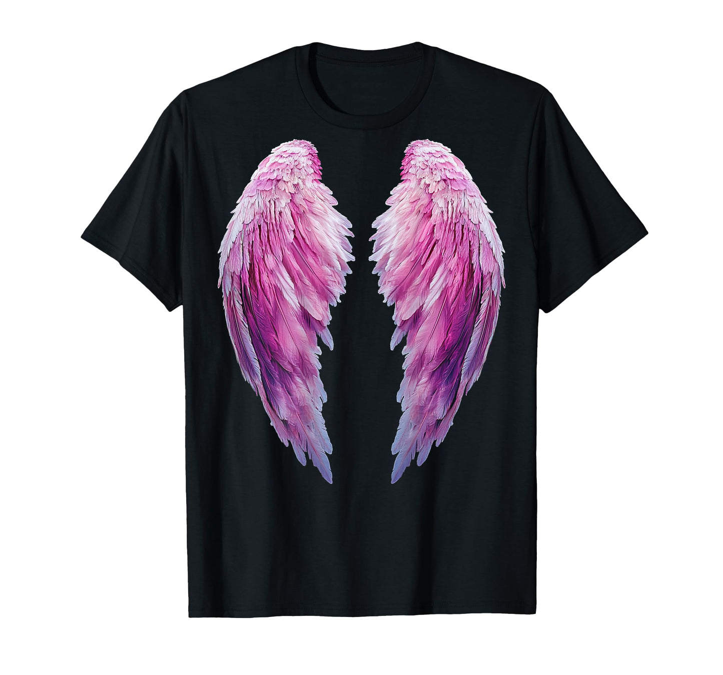 Pink Graphic Angel Wings On The Back Of A T-Shirt