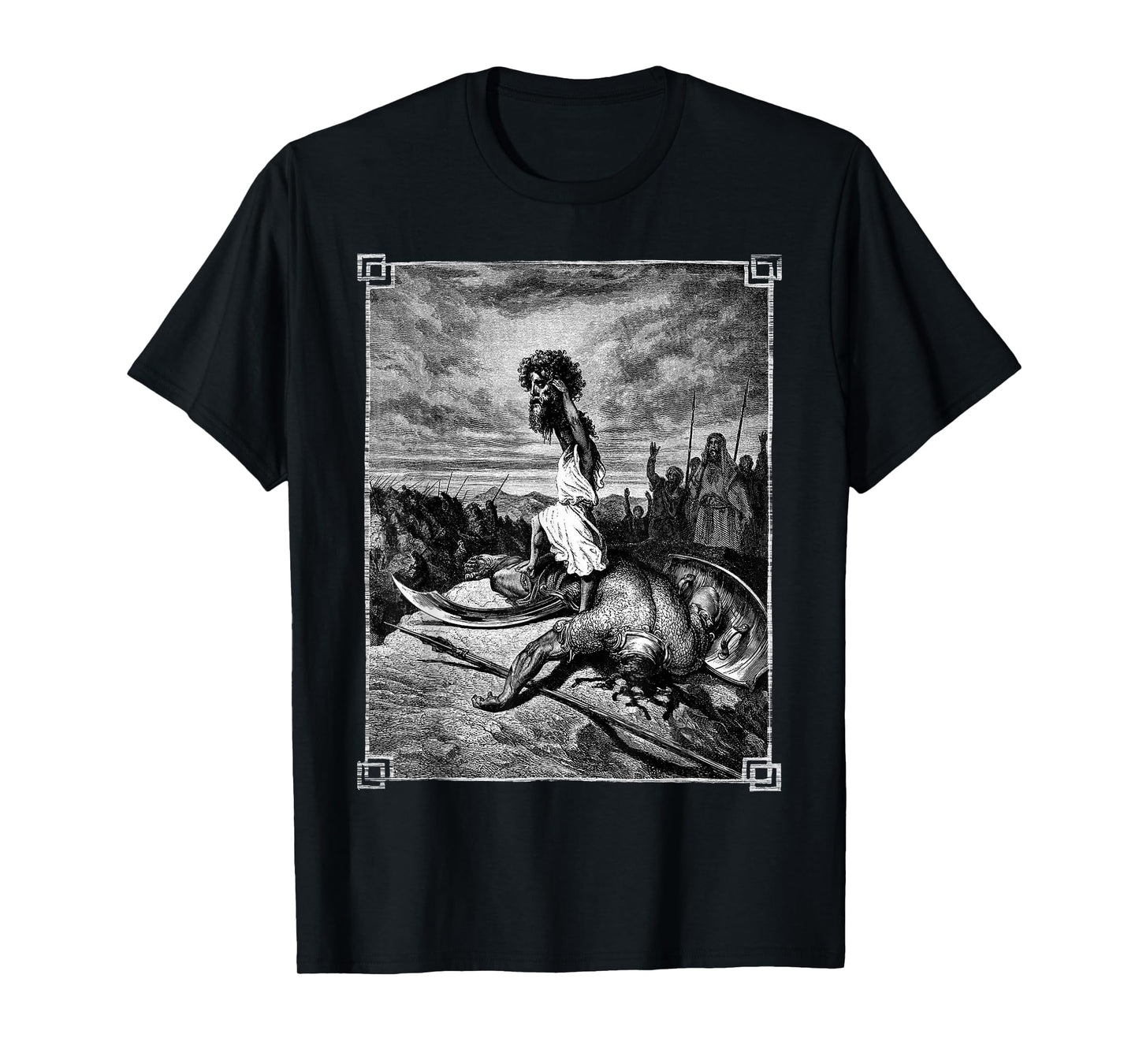 David slays Goliath Bible art Occult Gothic Medieval Grunge T-Shirt