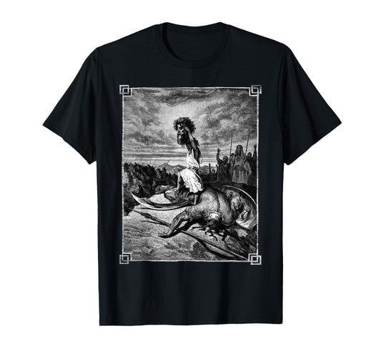 David slays Goliath Bible art Occult Gothic Medieval Grunge T-Shirt