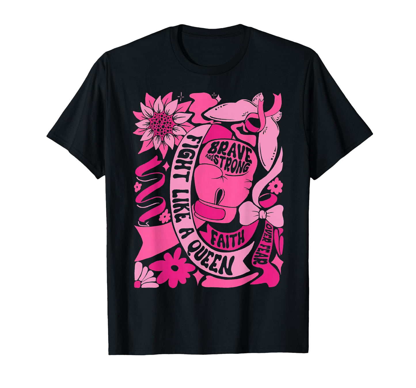 Fight Like A Queen Women Girl Breast Cancer Warrior T-Shirt