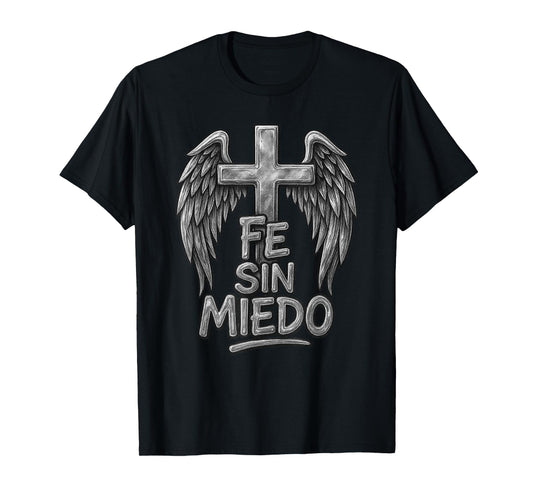 Angel Wings Faith Religious Fe Sin Miedo Cross Vintage T-Shirt