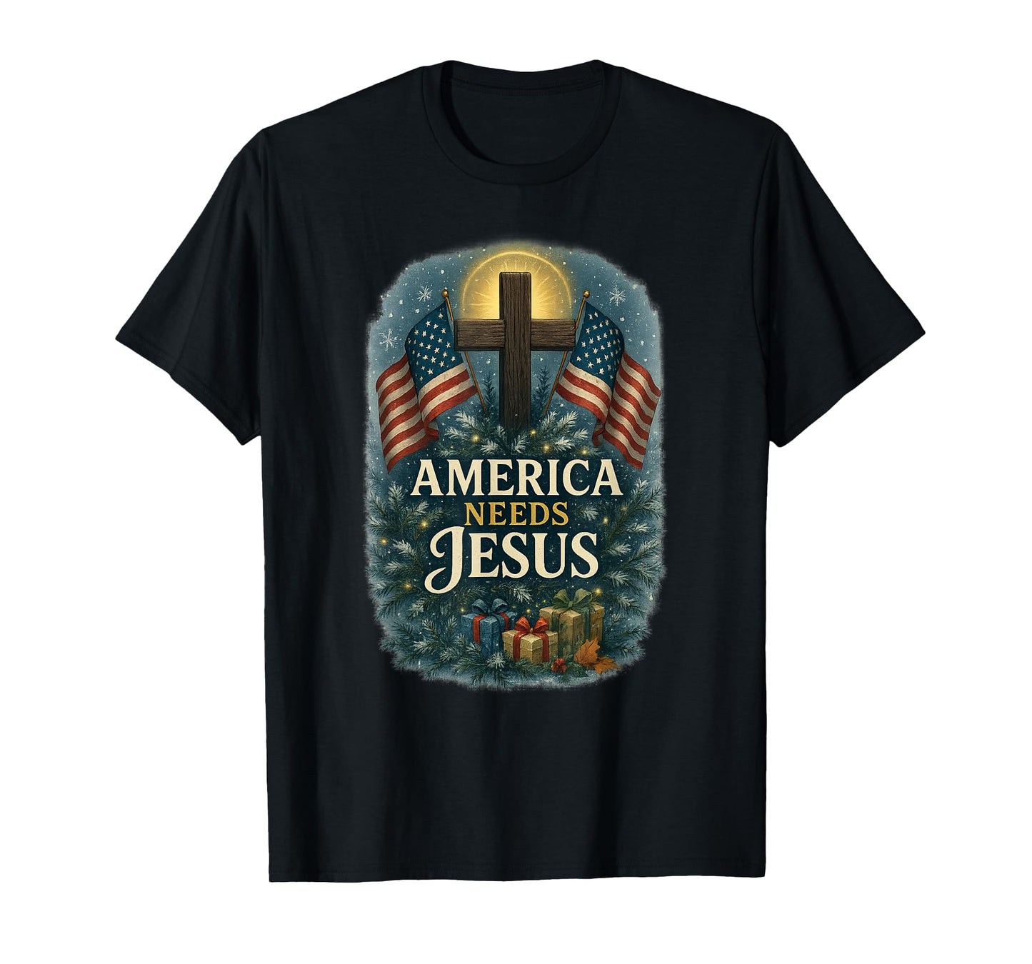 America Needs Jesus Patriotic Christians Christmas Patriotic T-Shirt