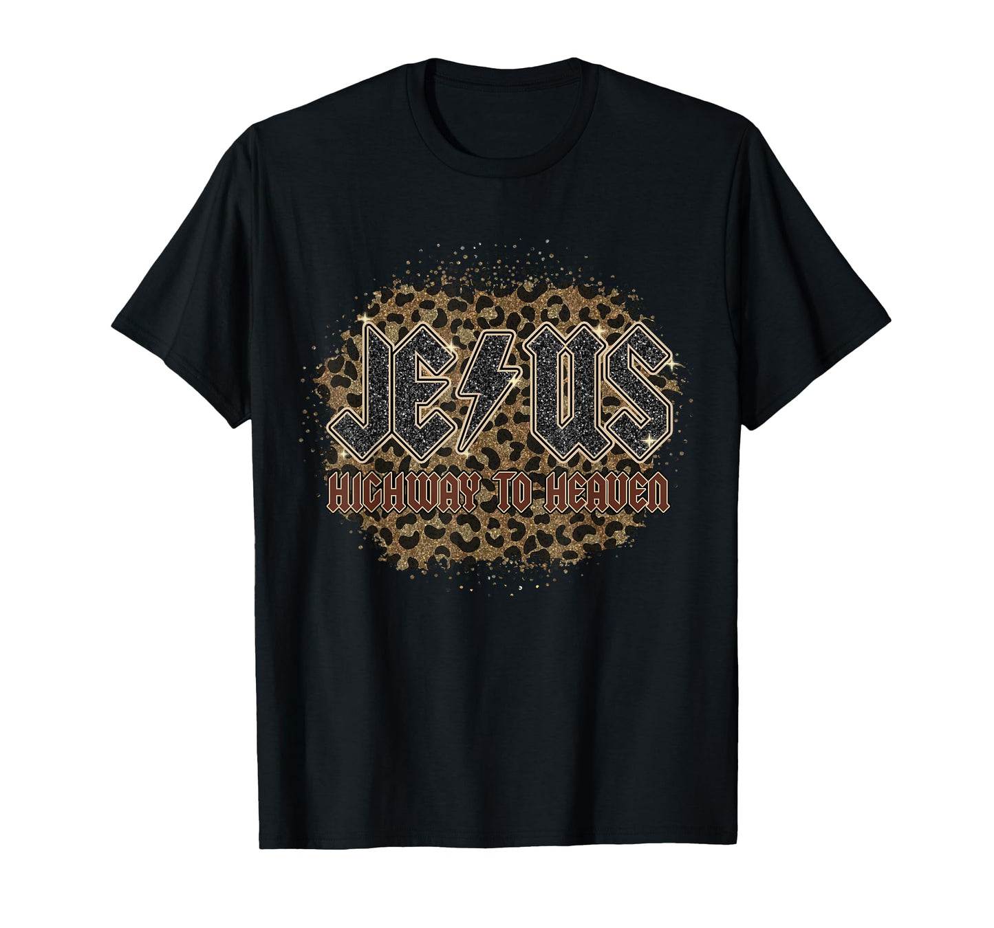 Bleached Leopard Jesus Highway To Heaven, Christian Apparel T-Shirt