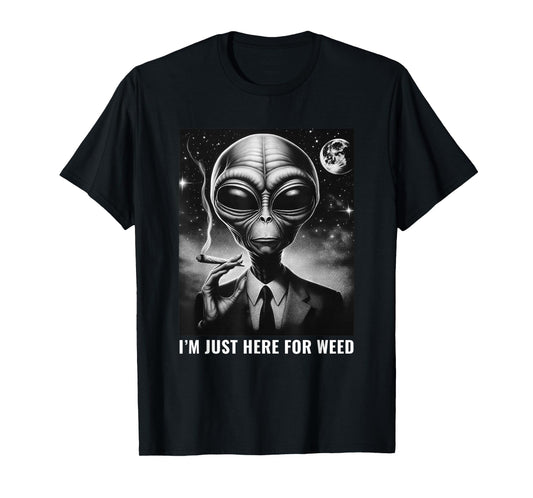 Weed Stoner Funny Alien 420 Joint Marijuana Cannabis T-Shirt