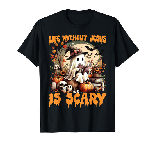 Spooky Life is Scary Without Jesus Christian Halloween Women T-Shirt