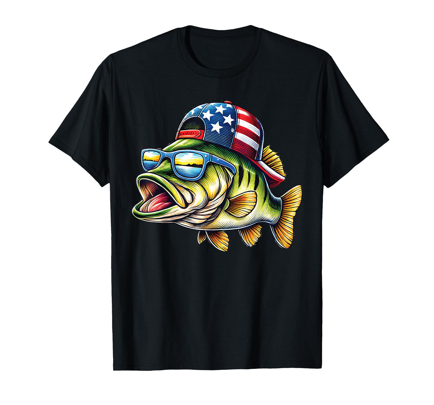 American Flag Fishing Lovers Fisherman Funny Fishing USA T-Shirt