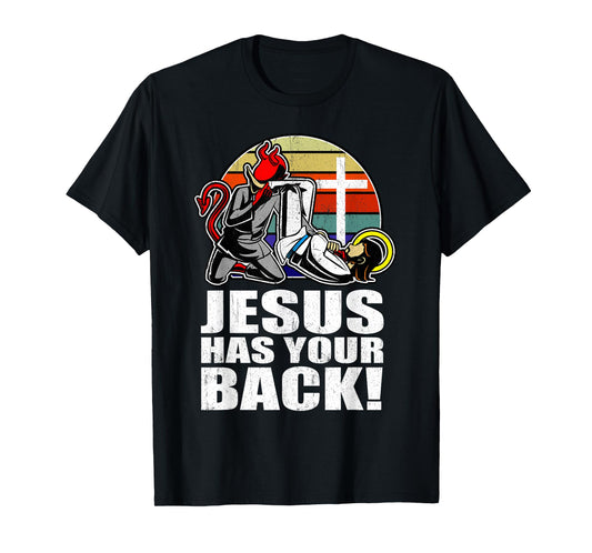Brazilian Jiu Jitsu Jesus Has Your Back Funny Christian BJJ T-Shirt