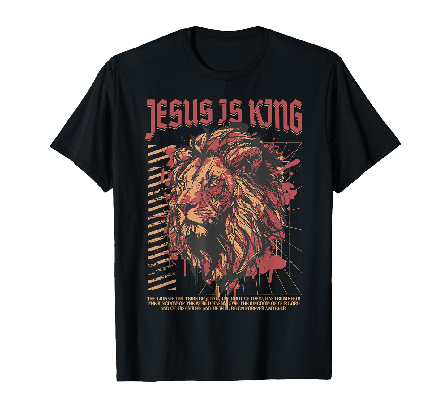 Jesus is King Christian Lion Bible Scripture Faith Quote T-Shirt