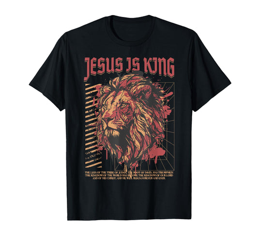 Jesus is King Christian Lion Bible Scripture Faith Quote T-Shirt