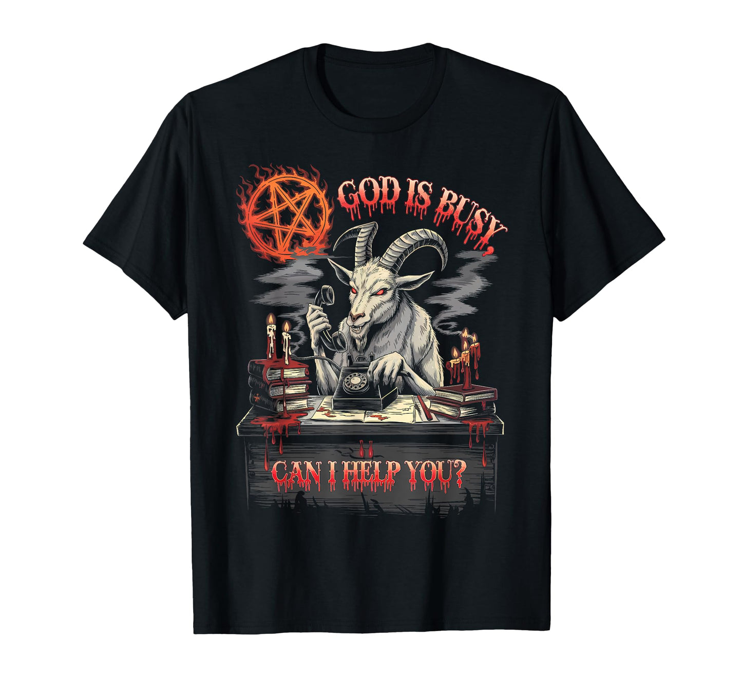 Satanic Goat Office Demon Occult Funny Sarcastic T-Shirt