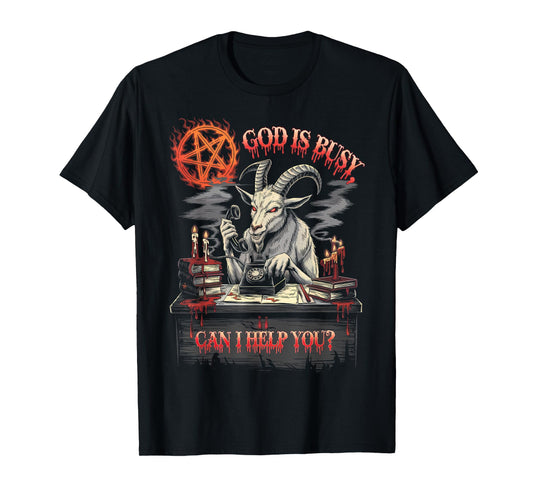 Satanic Goat Office Demon Occult Funny Sarcastic T-Shirt