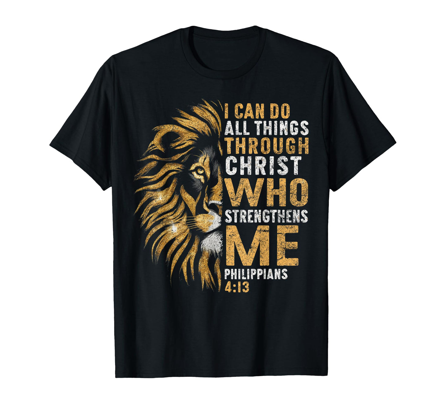 Christian I Can Do All Thing Through Christ Lion Faith Bible T-Shirt