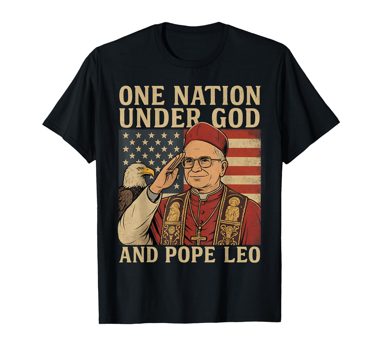 One Nation Under God And Pope Leo USA Patriotic July 4th T-Shirt