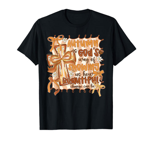 Preppy Autumn Is God's Way Floral Christian Fall T-Shirt
