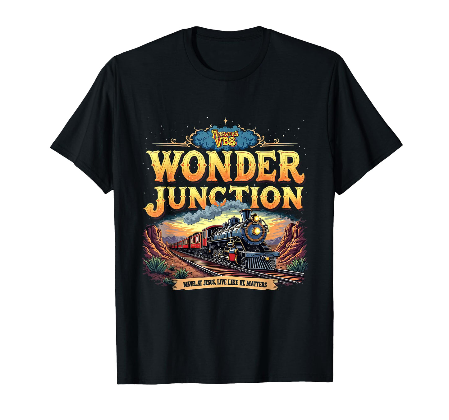 Vintage Wonder Junction VBS Train Theme Christian Design T-Shirt