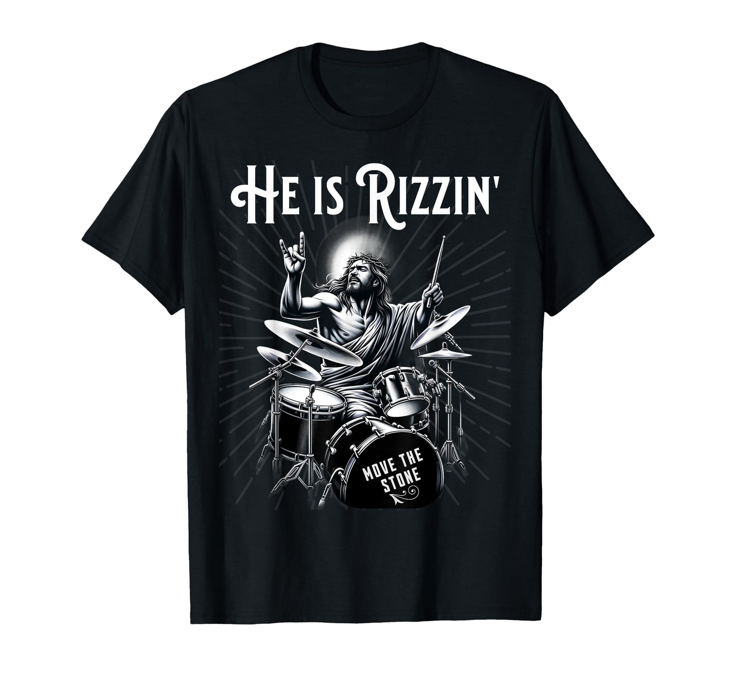 Percussion Drum Funny Rizz He is Rizzin Jesus Drumming T-Shirt