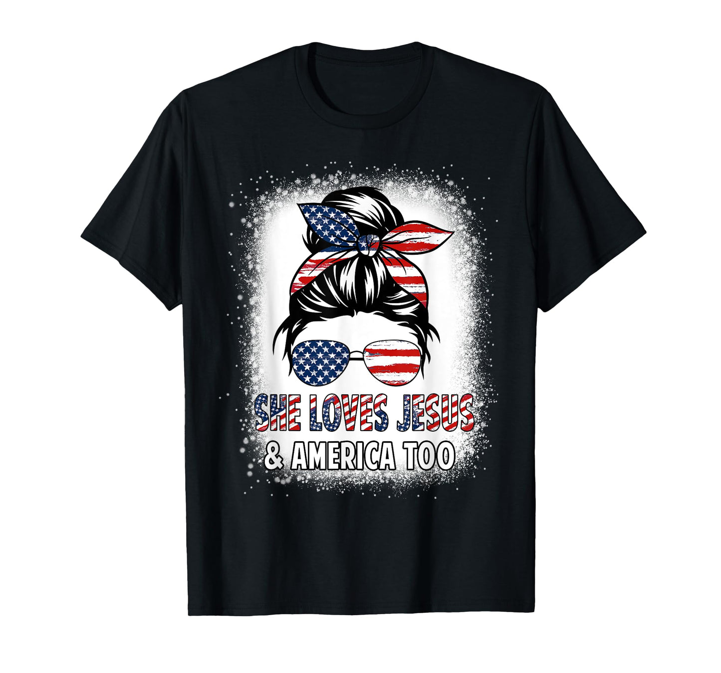 American Flag She Loves Jesus & America Too Christian Girl T-Shirt