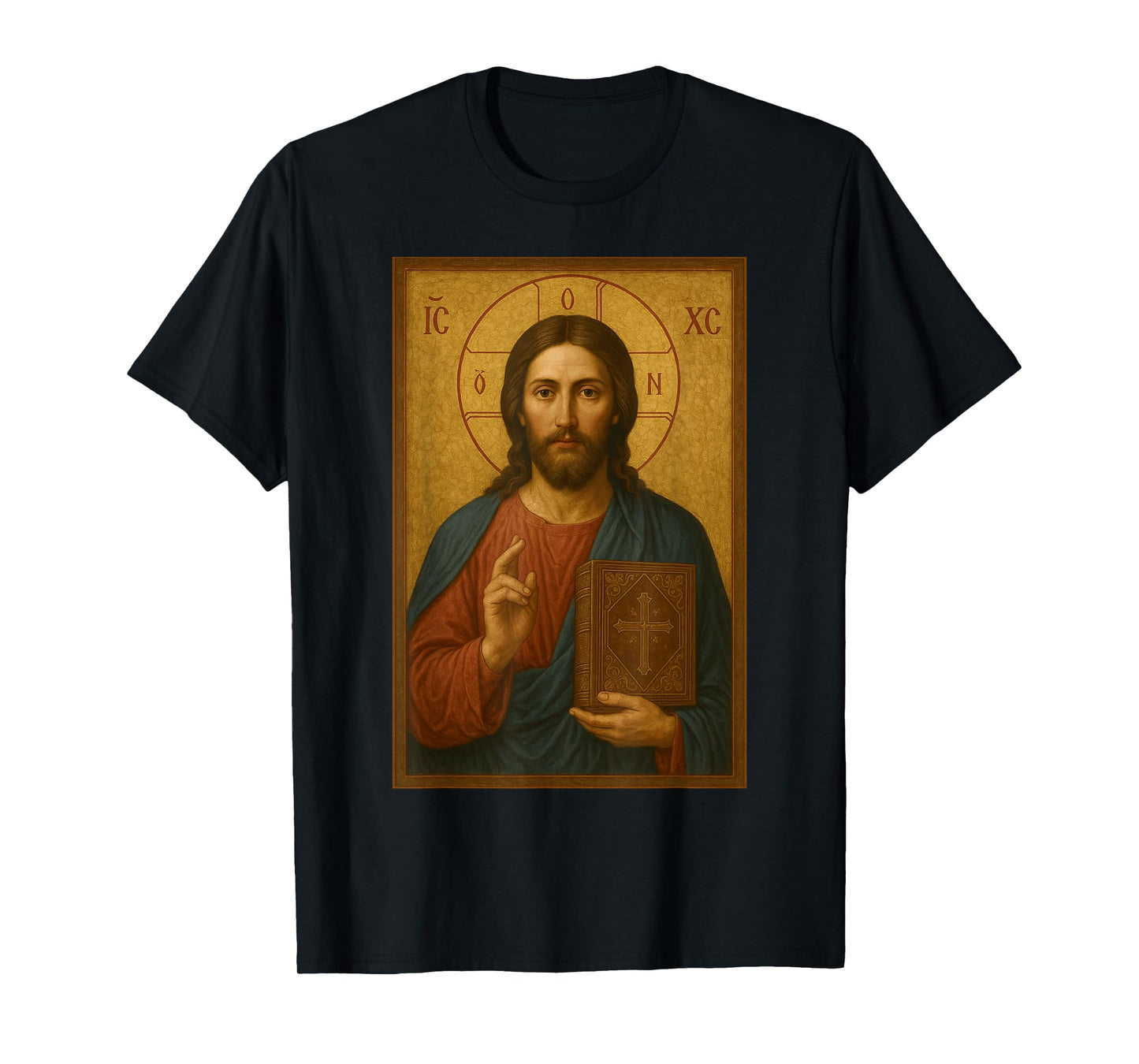 Jesus Christ with The Holy Bible Icon - Orthodox Icon T-Shirt