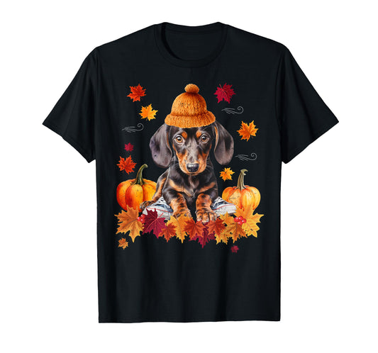 Dachshund Hello Autumn Leaf Fall For Dog Lover Men Women Girls Kids T-Shirt