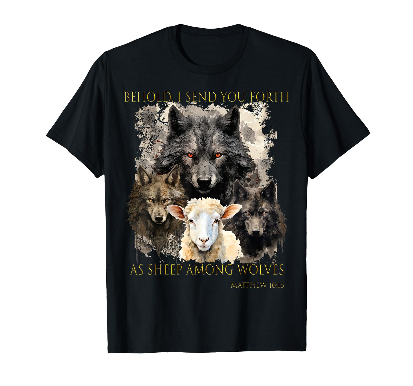 Christ Sheep among wolves John 3:16 Yeshua Religious Gospel T-Shirt