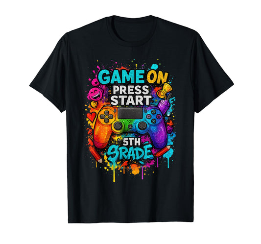 Game On 5th Grade Gamer Boys Kids Back To School First Day T-Shirt