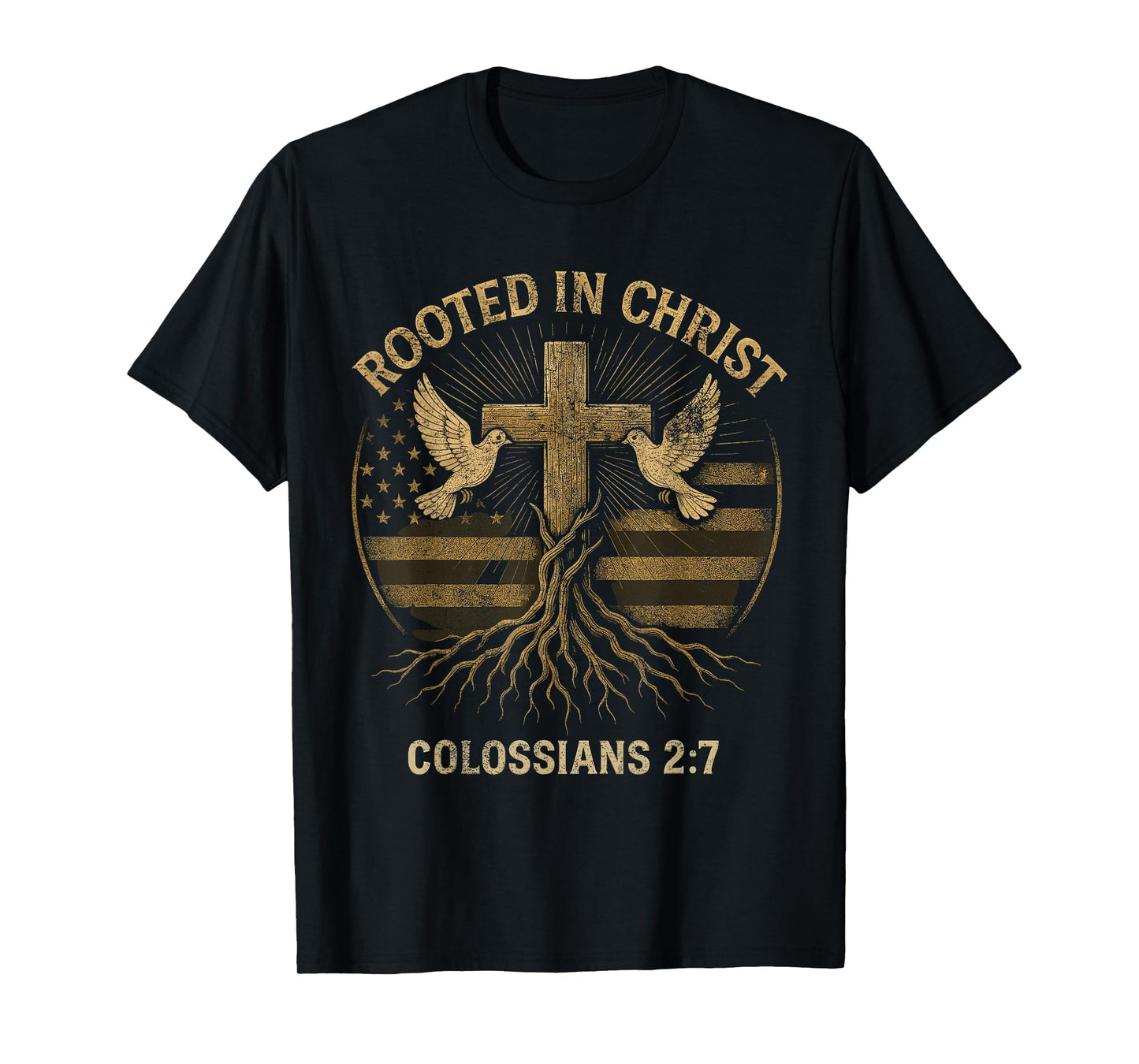 Rooted in Christ Retro Vintage Christian Cross Verse Bible T-Shirt
