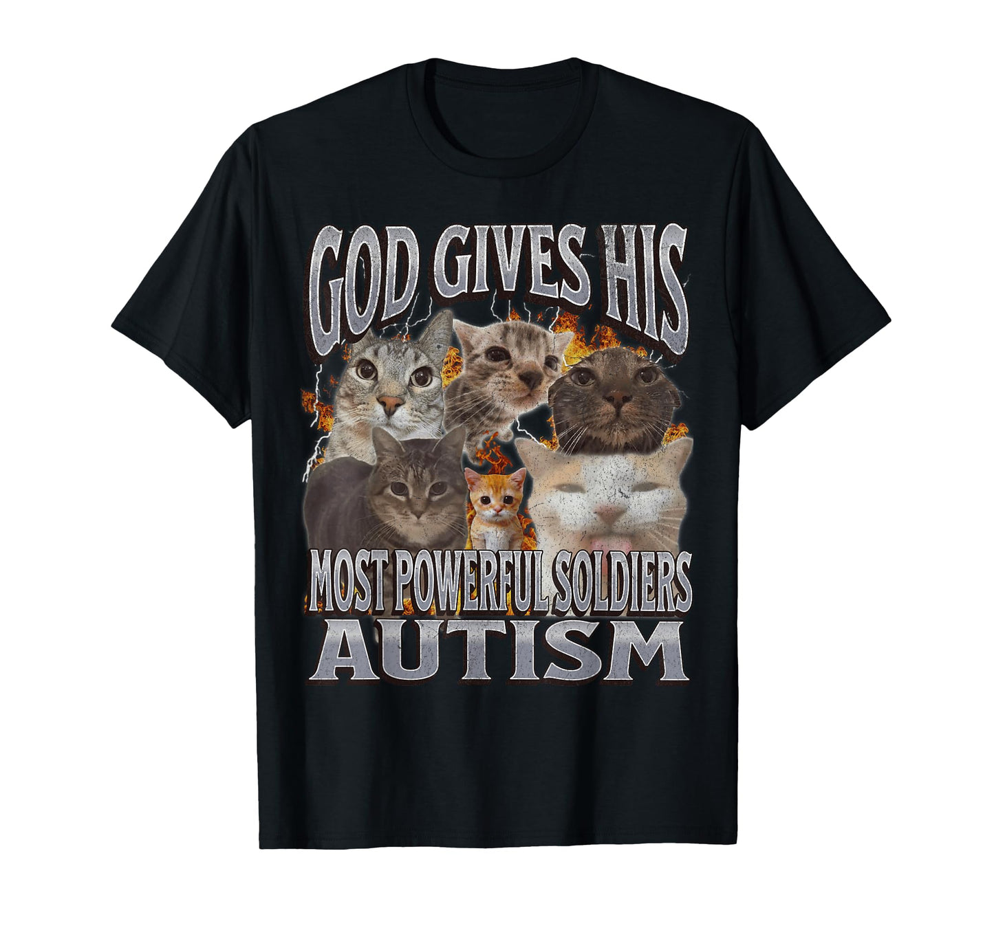 God Gives His Most Powerful Autism Funny Cat Meme Bootleg T-Shirt for Men Women