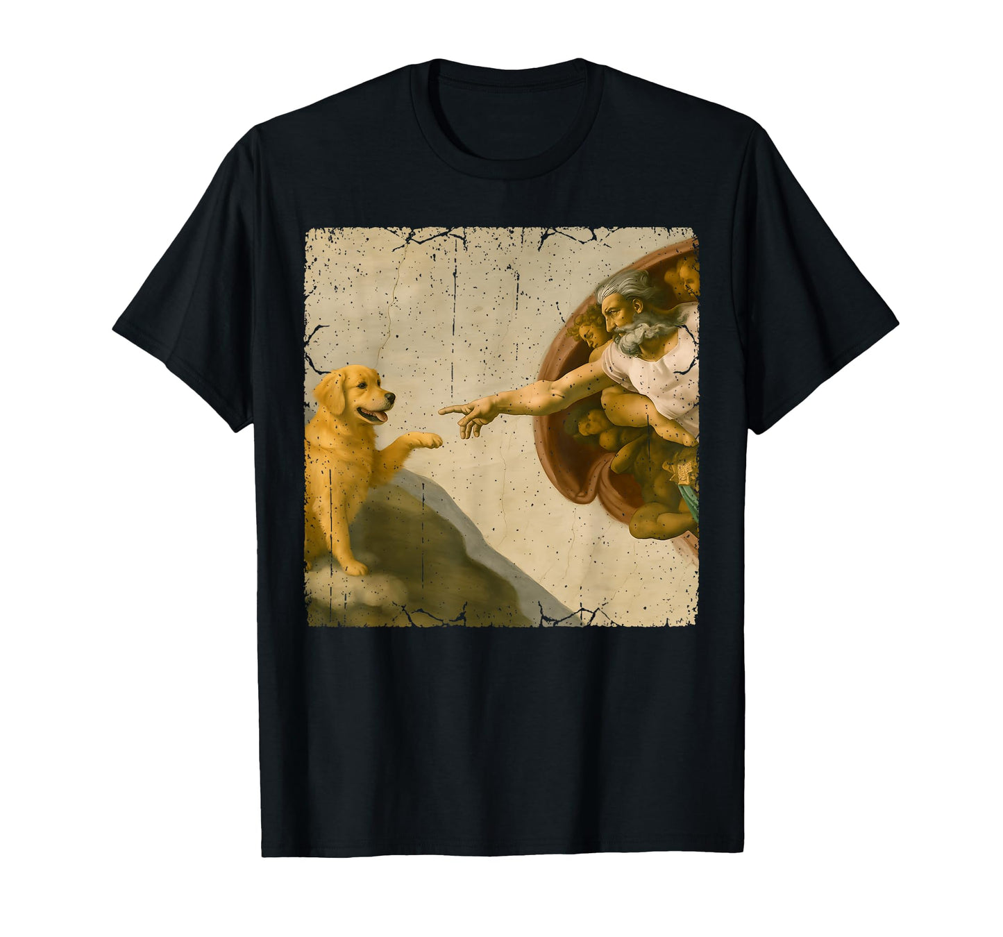 Golden Retriever God Creation of Adam Meme Funny Memes T-Shirt