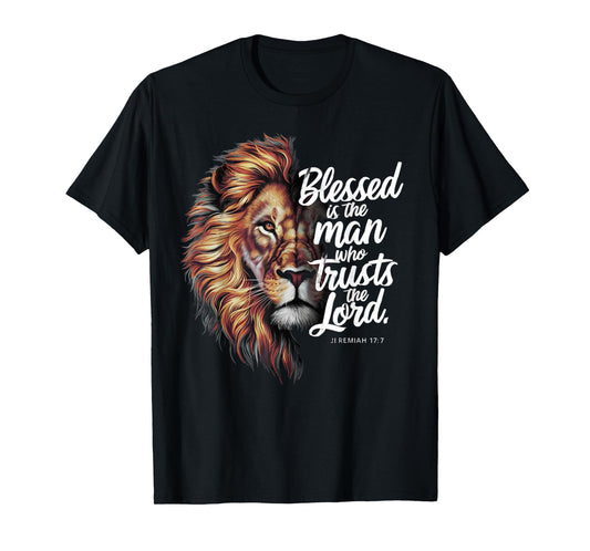 Blessed Christian God Jesus Faith Bible Verse Jeremiah Lion T-Shirt