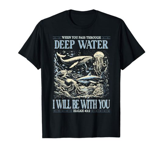 When You Pass Through Deep Waters I Will Be with You Faith T-Shirt