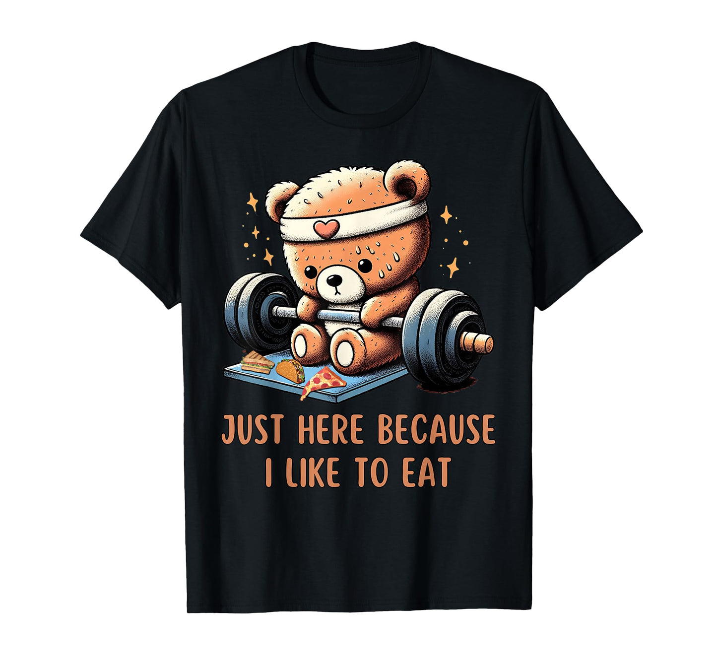 Funny Animal Teddy Bear Lifting Weights Gym Foodie Quotes T-Shirt