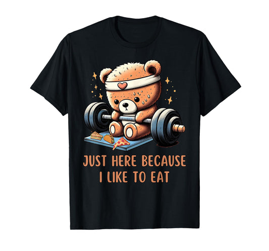 Funny Animal Teddy Bear Lifting Weights Gym Foodie Quotes T-Shirt