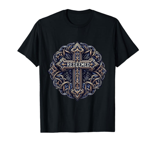 Redeemed Cross Mens Christian Jesus T-Shirt