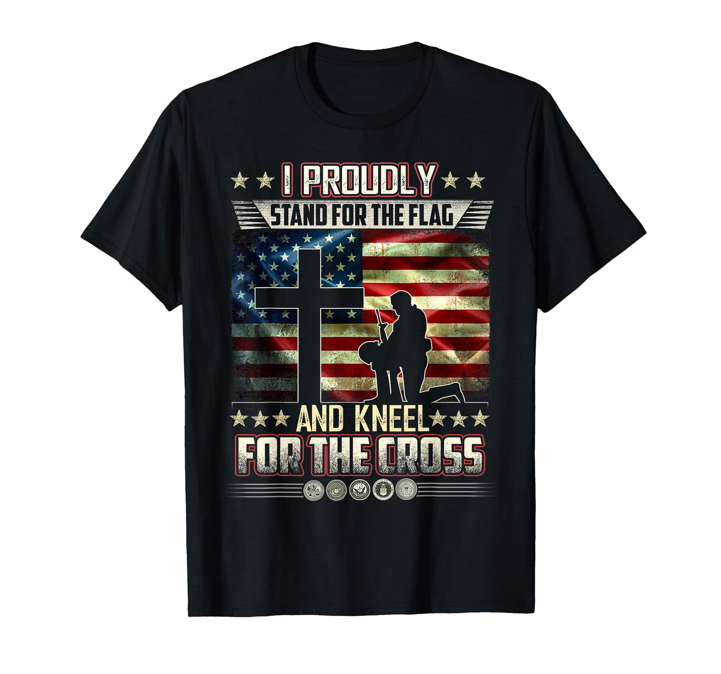 I Stand For The Flag And Kneel For The Cross US Flag Veteran T-Shirt